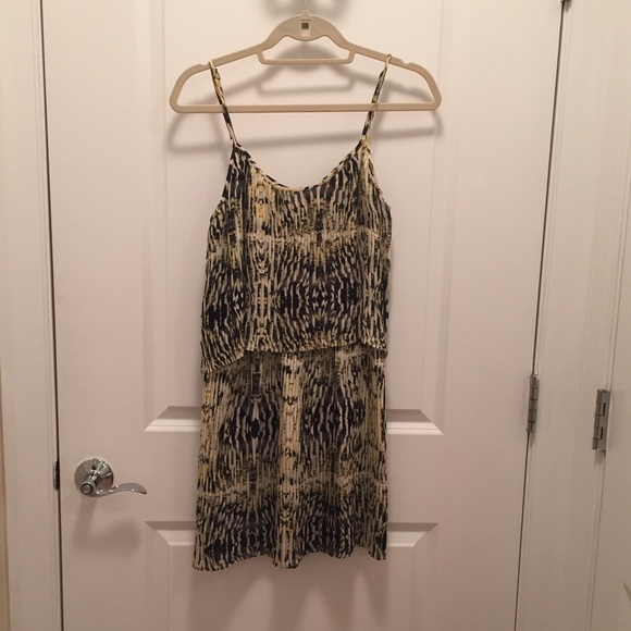Parker Yellow & Black Snakeskin Print Dress, Sz. M