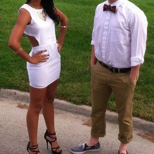 Tobi Open Back Dress-White