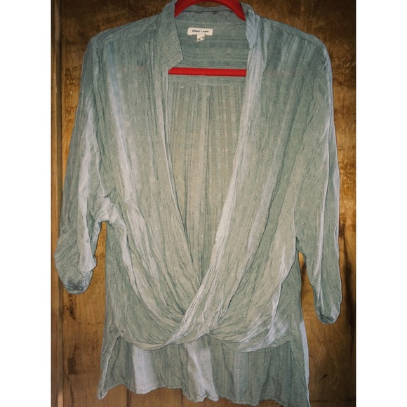 Urban Outfitters Mint Surplice mid sleeve top