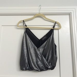 Silver shimmer crop top from Astr