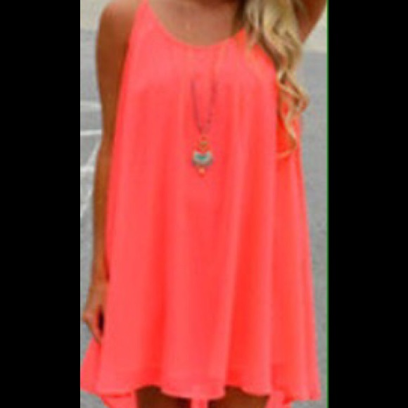 Beautiful Coral Summer Dress or Beach Cover Up!