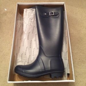 Navy blue rain boots
