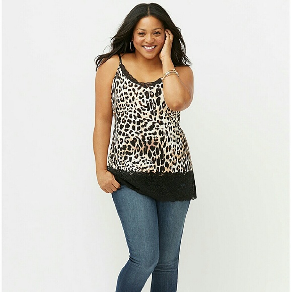 Animal Printed Lace Trim  Cami