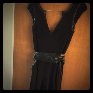 Black leather trim Bebe jumpsuit.