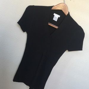 V neck ribbed silk blend sweater.