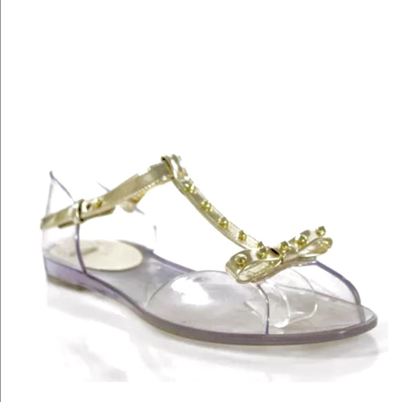 STUART WEITZMAN Clear Gold Strap Sandals Sz 39 9
