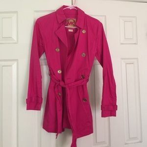 MICHAEL KORS Hot Pink Cotton Belted Trench Coat