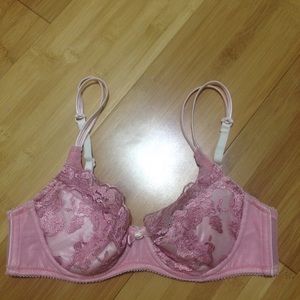 Pink lace bra