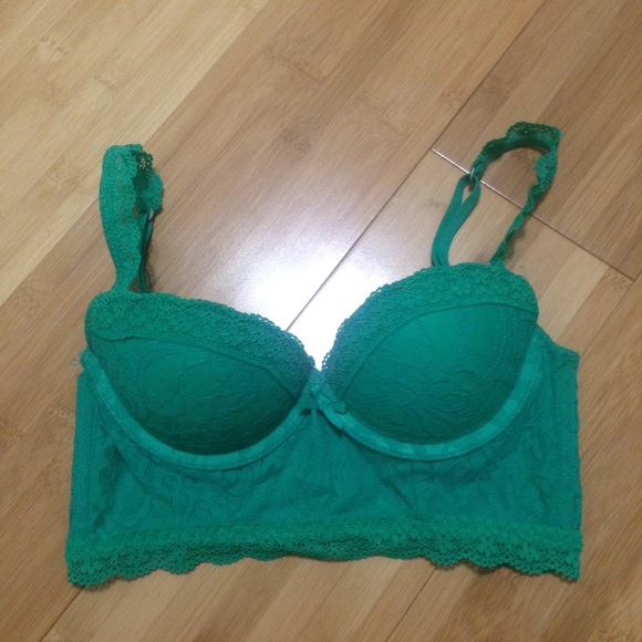 Green lace bustier