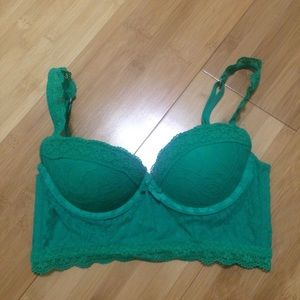 Green lace bustier