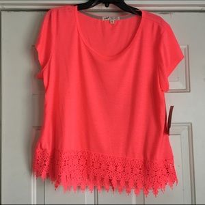 Neon coral crop top😂