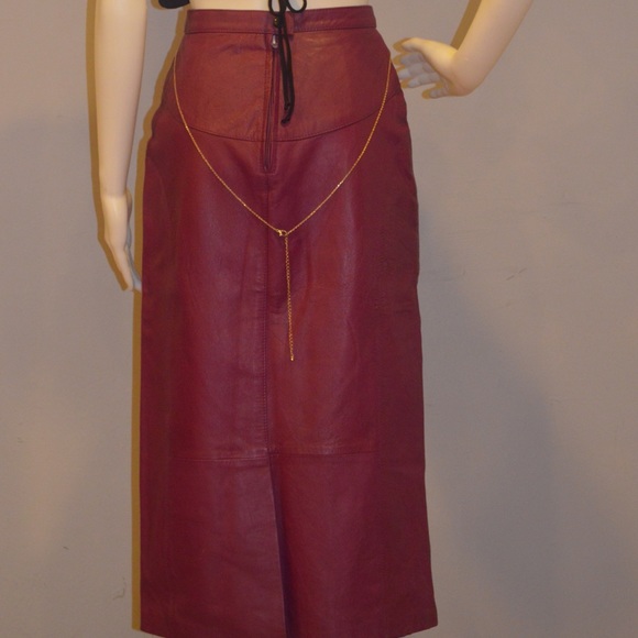 70S LEATHER MAGENTA SKIRT - Picture 3 of 4