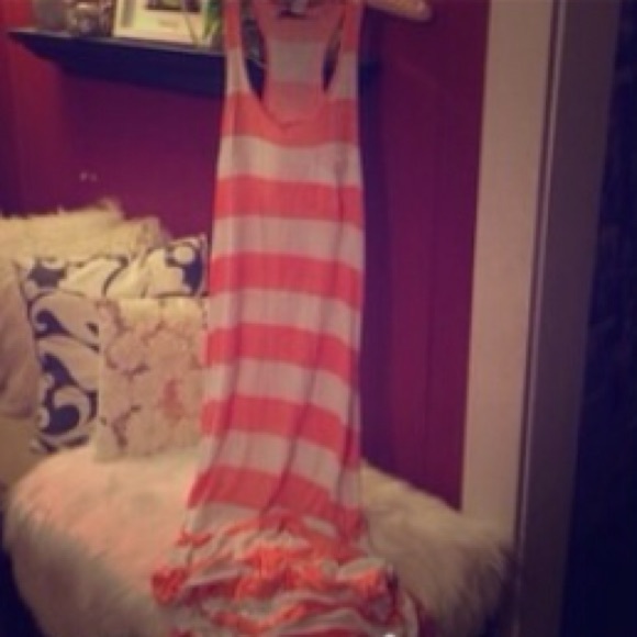 Coral and white maxi