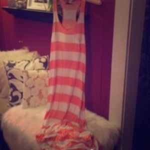 Coral and white maxi