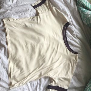 Cream and dark maroon cropped Pacsun shirt