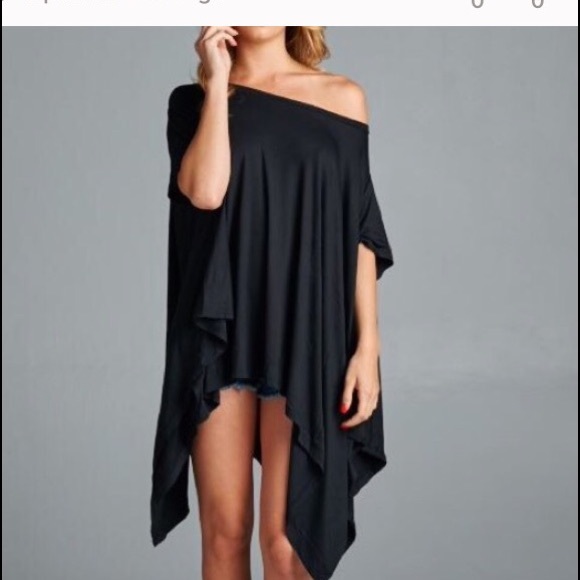 Black Unbalanced Top/Dress - Picture 2 of 4