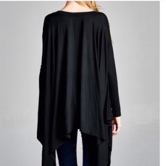 Black Unbalanced Top/Dress - Picture 3 of 4