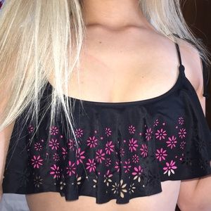 Flouncy Pink and black VSpink swimsuit (top only)
