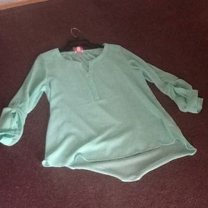 Bluish green long sleeve blouse size large