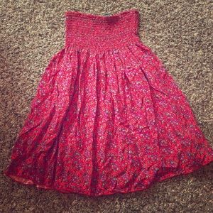 💥 SALE 💥 red floral mini strapless sun dress