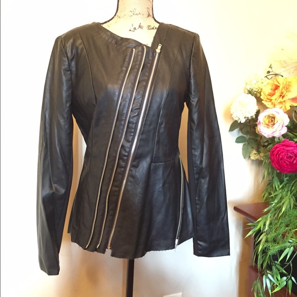 Black leather Jacket size 6-8