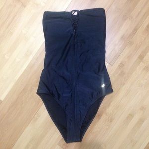 Black strapless one piece