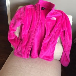 Hot pink north face zip up fleece