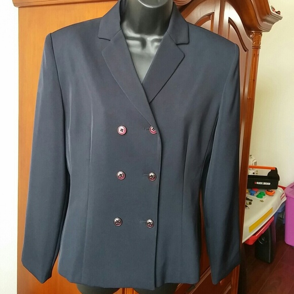 Larry Levine Navy pantsuit 2pc 8petite - Picture 1 of 4