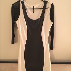 Black and white sheer bodycon dress
