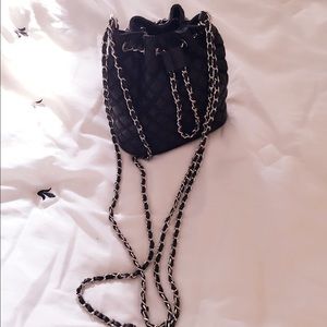 Zara Black Leather Chain Bag