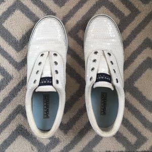 White sequin Sperry's