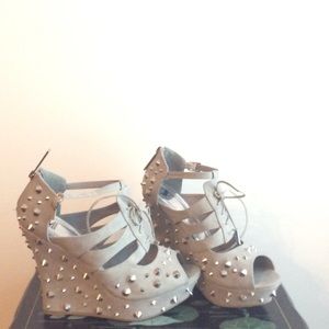 Grey studded wedges. Size 11