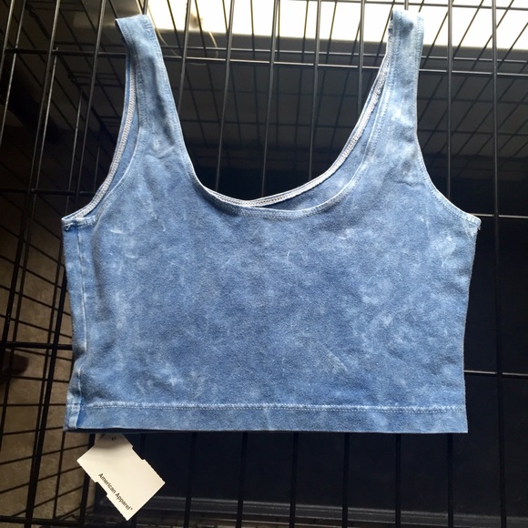 Blue Acid Wash Crop Tank