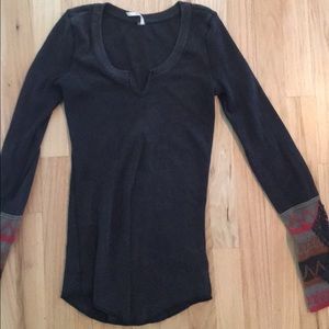 Free People dark grey/black thermal top