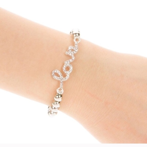 Silver beaded Love bracelet