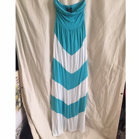 Dresses & Skirts - Blue and white chevron maxi