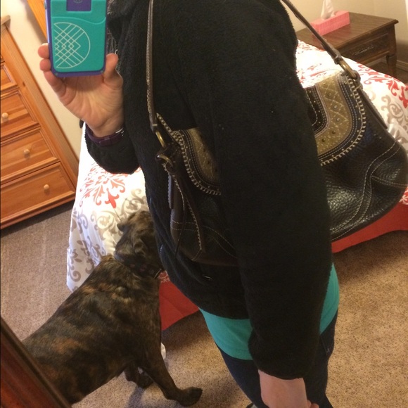 Leather and suede coach shoulderbag - Picture 4 of 4