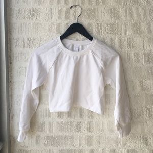 American Apparel White Raglan Ponte Crop