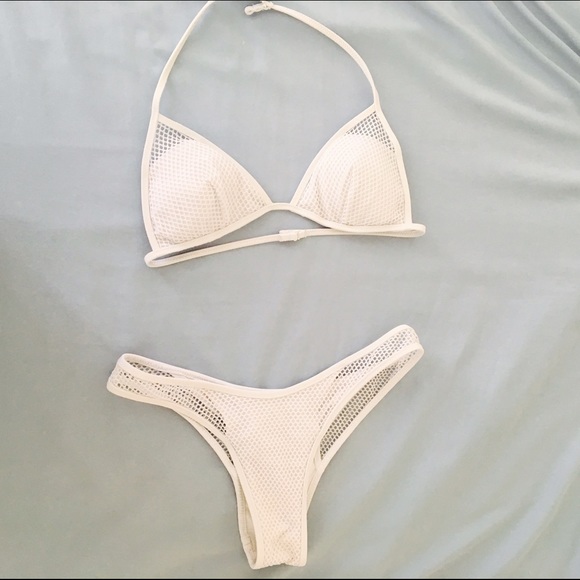 Victoria's Secret White Mesh Overlay Bikini