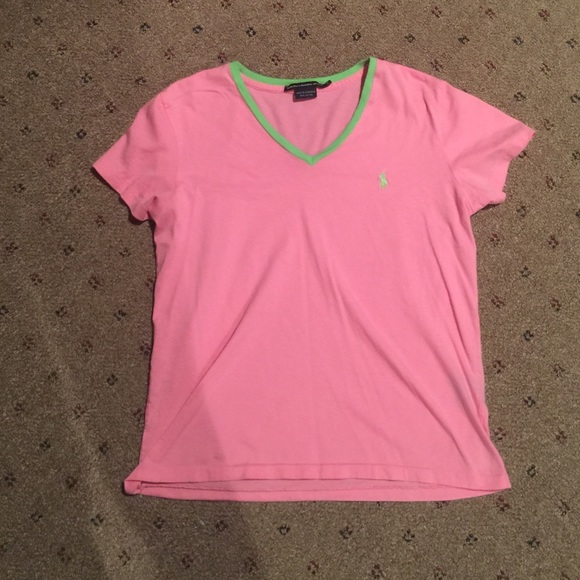 pink and lime green polo t shirt