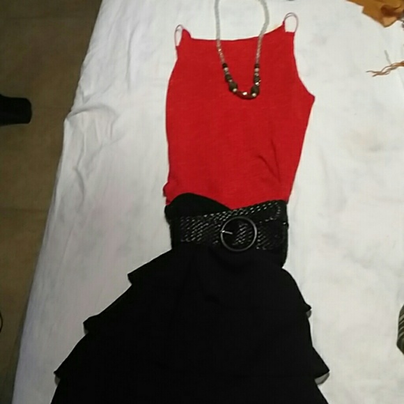 Black Rayon Teared Skirt