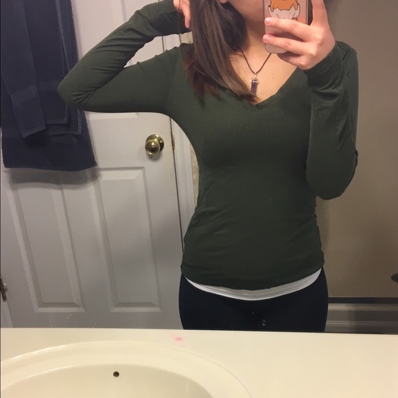 Army green long sleeve tee