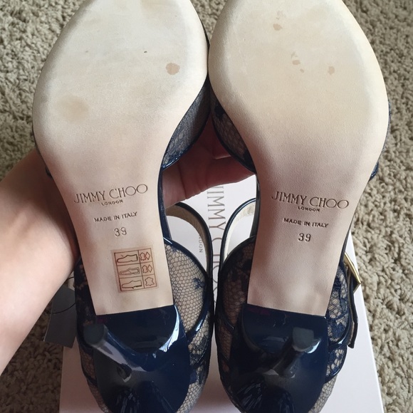 Authentic Jimmy Choo, Mary Jane LACE heel, navy - Picture 4 of 6