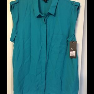 Beautiful turquoise sleeveless blouse