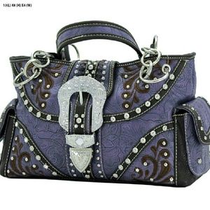 Purple & Brown Purse w/Matching Wallet