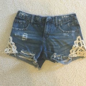 Free People denim lace shorts