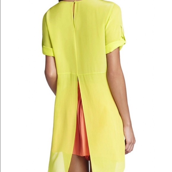 BCBG MaxAzria Bright Lime Split Back HiLo Top