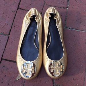 Tory Burch Reva Flats - Gold Metallic