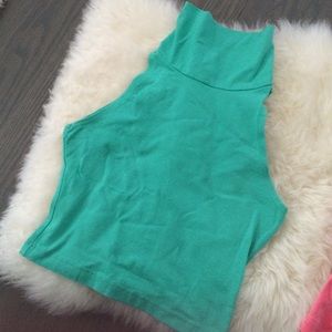 Teal Turtleneck Crop Top