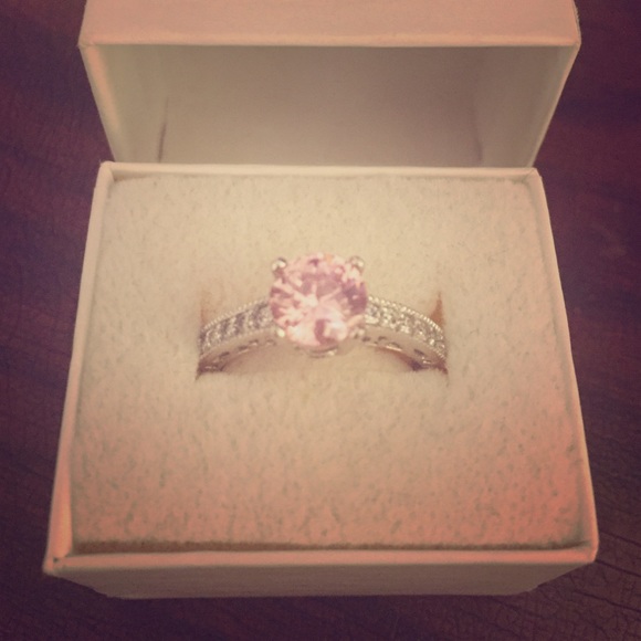 Pink Cubic Zirconia Promise or Engagement Ring